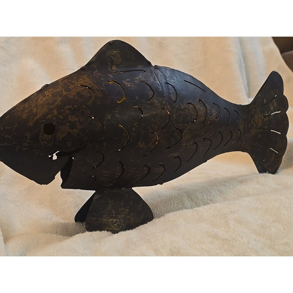 Vtg Metal Fish Tealight Candle Holder 13.5" Long - Picture 5 of 9